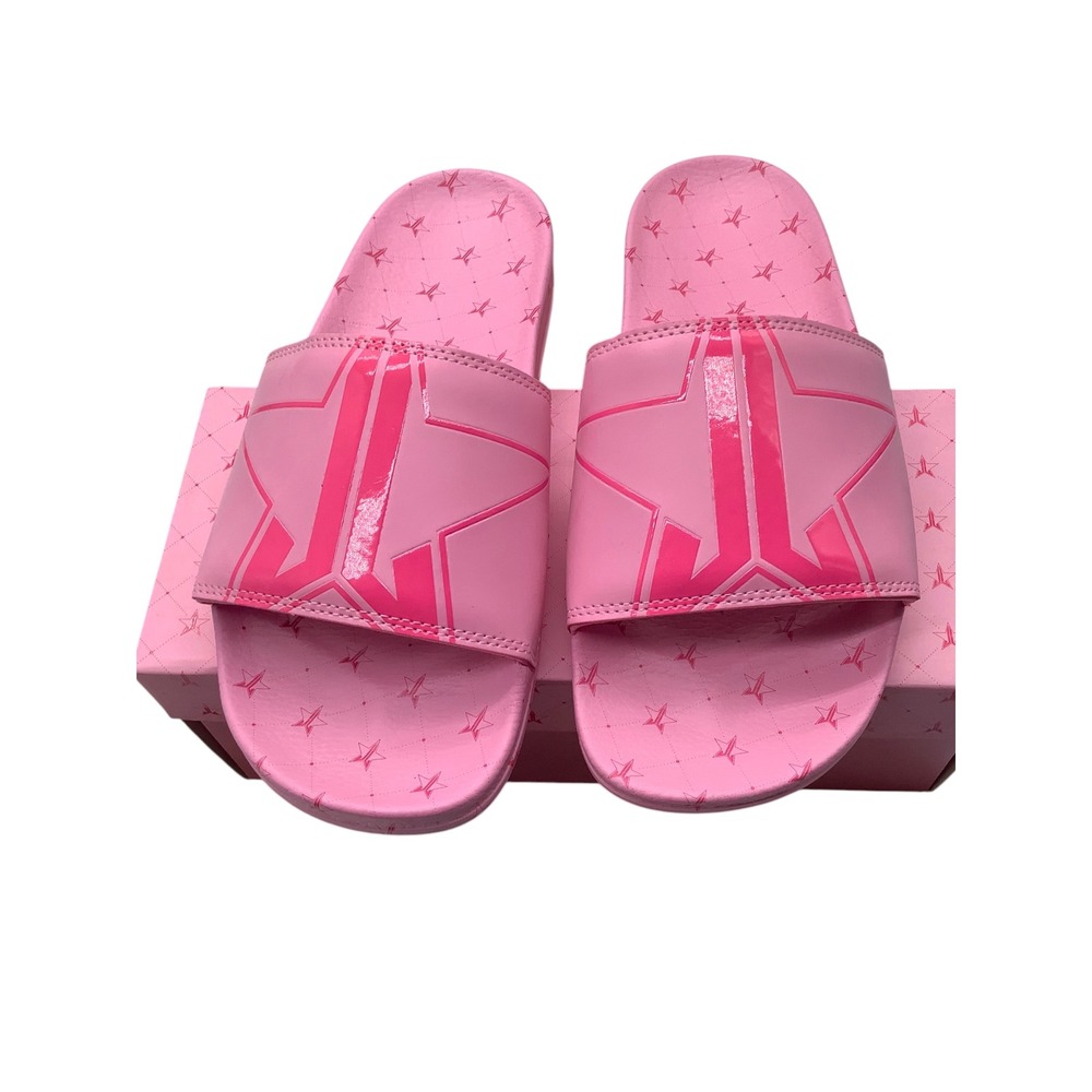 Jeffree Star Cosmetics Pink Unisex Slides Star Logo Sandals Mens‎ 11 Womens 13